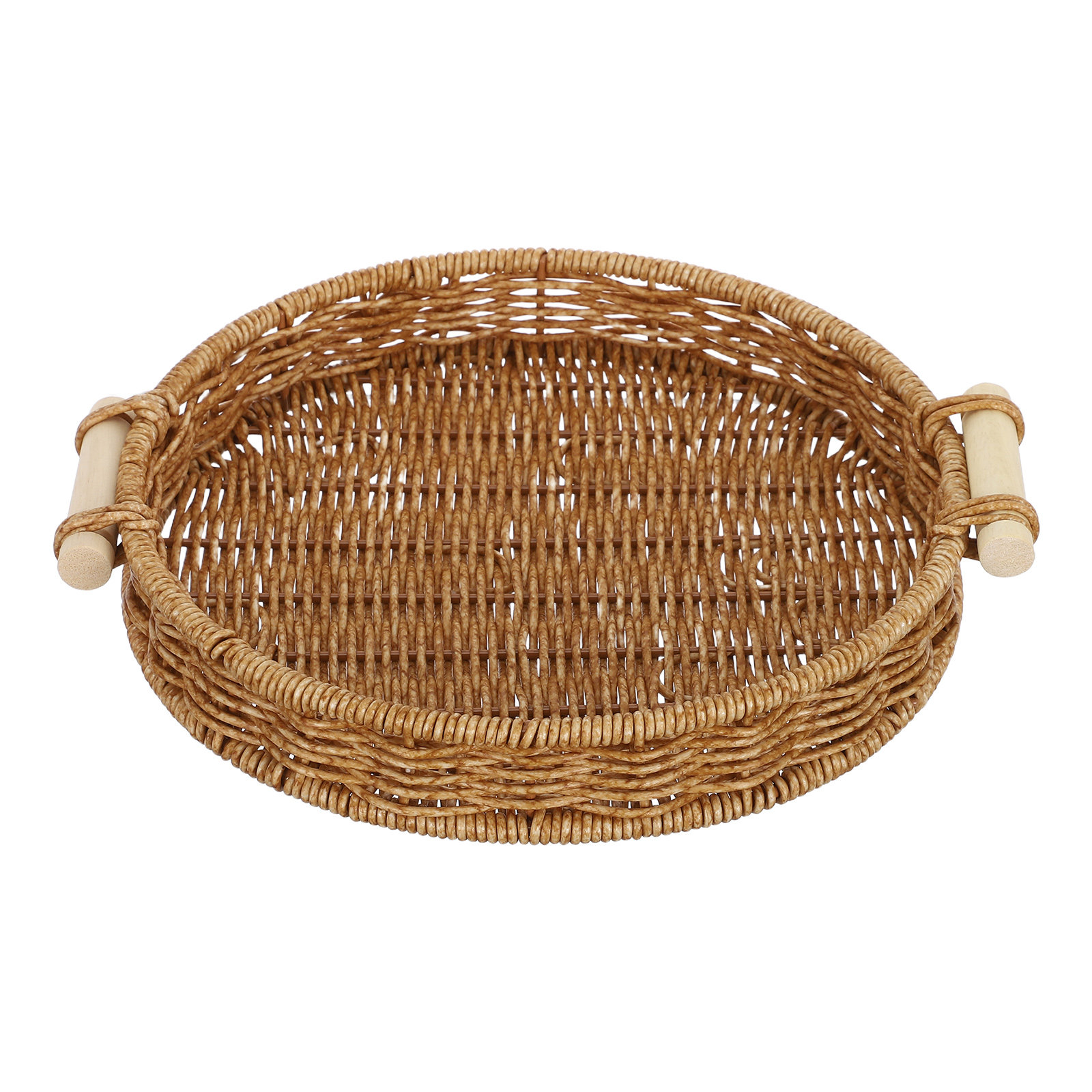 Food Snacks Basket - Imitation-Rattan-Brotkorb 27 cm, rund, geflochten, Serviertablett