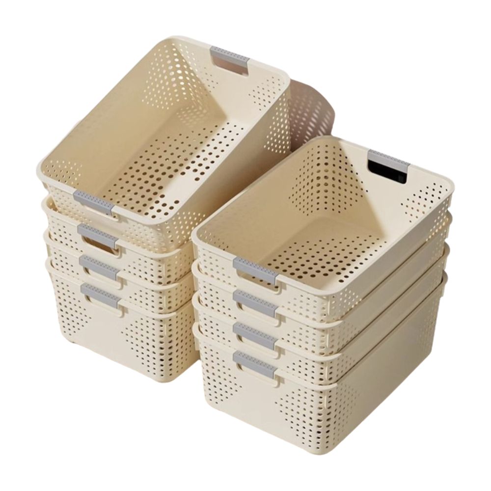 Food Snacks Basket - Robuster Kunststoff-Aufbewahrungskorb, ausgehöhltes Design, stapelbarer Schreibtisch-Aufbewahrungskorb,
