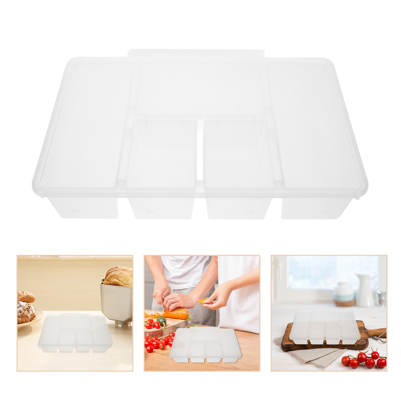 Food Snacks Box - 5-Fach-Gemüsebehälter aus PP-Material, luftdichter Kühlschrank-Organizer, Snack-Organizer,