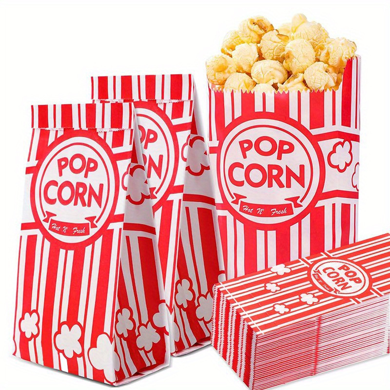 Food Snacks Gifts - 20/50 Stück Popcorn-Beutel für Einzelportionen, Papier-Popcorn-Tüten