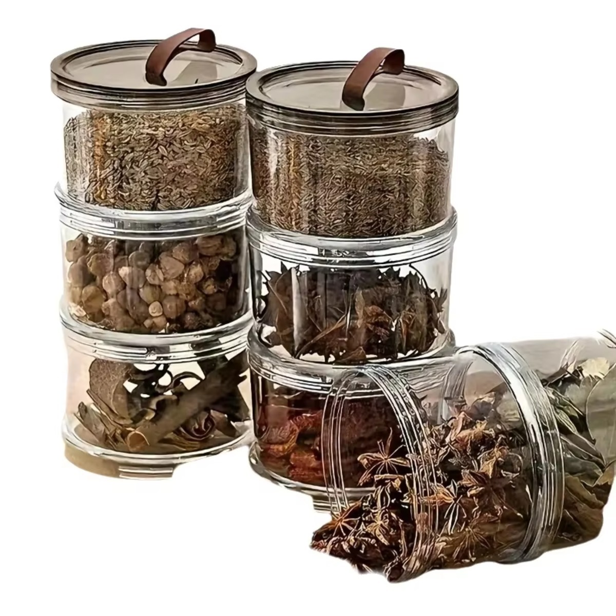 Food Snacks Box - 3-Schichtige Runde Handgehaltene Gewürzbox, Mehrschichtiger Frischhaltebehälter,