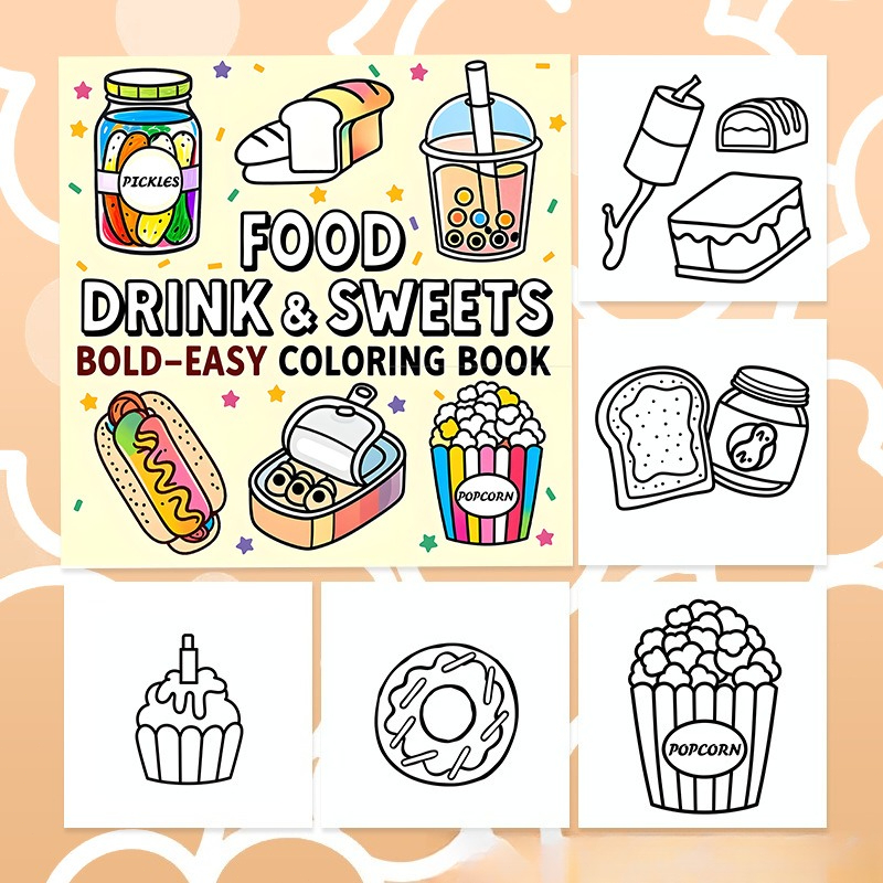 Essen, Getränke & Süßigkeiten: – Food Snacks Coloring Book Bewertung und Preis