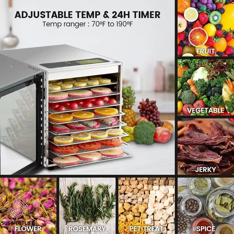 Großer 8-Fach Lebensmittel-Deh – Healthy Snacks Food Bewertung und Preis